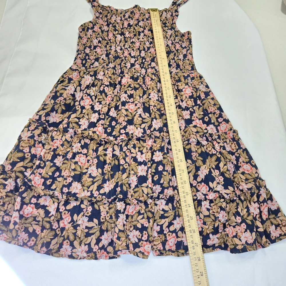 THML Navy Mini Dress with Pink Floral Pattern and Square Neckline Size M - Picture 10 of 14